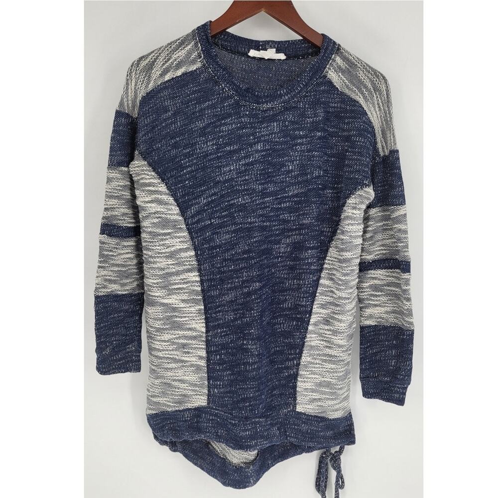 BCBG Generation Navy Gray Colorblock Lightweight Knit Tunic Sweater Women's S